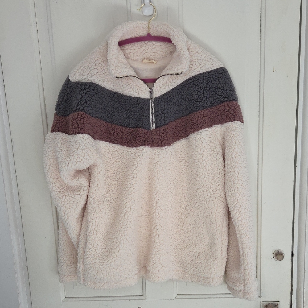 Hem & Thread Teddy Chevron Pullover Jacket - image 1